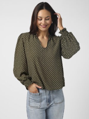 Cecily Top - Olive Mosaic