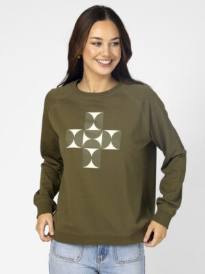 Classic Sweater - Olive Mosaic Cross