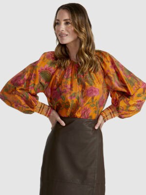 Panama Top - Orange Floral