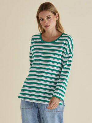 Taylor Tee - Green/Navy/White Stripe