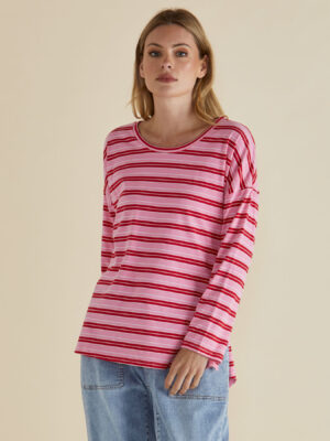 Taylor Tee - Pink/Red Stripe