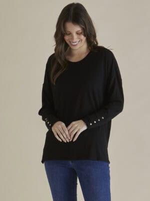 Hendrix Ribbed Long Sleeve Tee - Black