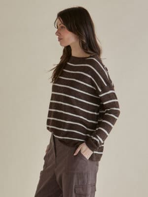 Natasha Knit Top - Brown Stripe