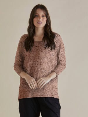 Milan 3/4 Sleeve Tee - Leopard
