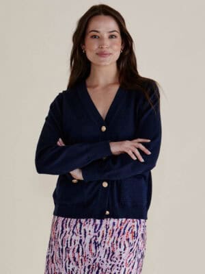 Leon Knit Cardigan - Navy