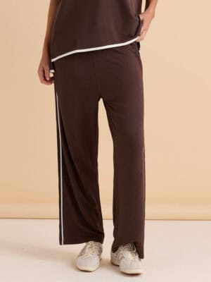 Evelyn Wide Leg Jogger - Chocolate Brown