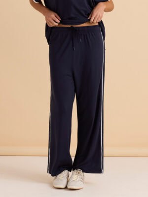 Evelyn Wide Leg Jogger - Navy