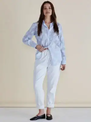Lace Stripe Shirt - Lace Floral Blue