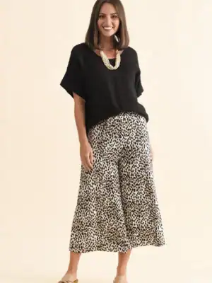 Crystal Crop Jogger - Cheetah Neutral