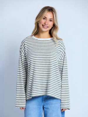 Drop Shoulder Tee - Herbal Stripe