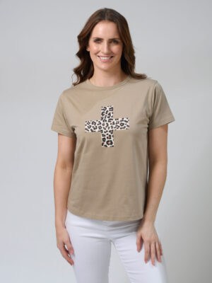 Ace Tee - Sage Leopard Cross