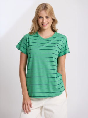 Classic Tee - Green Navy Stripe