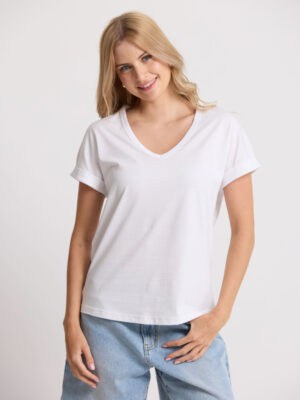 Soho Cuff V T Shirt - White