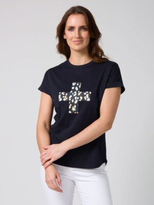 Ace Tee - Deep Navy Leopard Cross