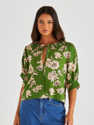 Antonie Pleated Blouse - Moonflower