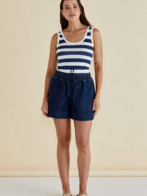 Relax Denim Shorts - Dark Blue