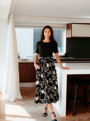 Delilah Dress - Black/Folk Garden