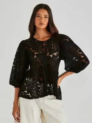Hilde Peplum Blouse - Black
