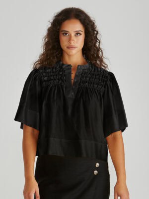 Fillip Ruffle Yoke Blouse - Black