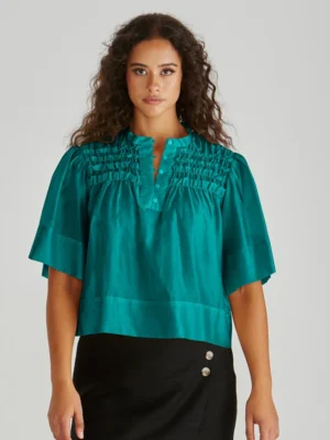 Fillip Ruffle Yoke Blouse - Sea Green