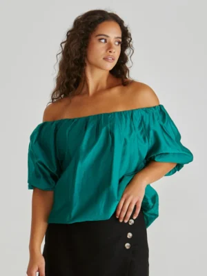 Sofie Off Shoulder Top - Sea Green