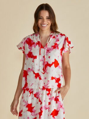 Lyra Blouse - Red Floral Print