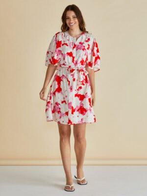 Gwenda Dress - Red Floral Print