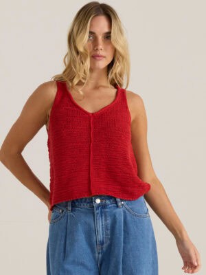 Penn Knit Top - Rust Red