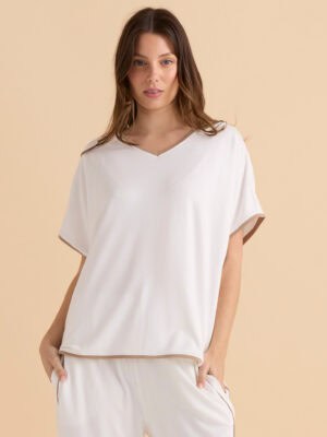 Clara Tee - White / Beige