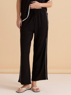 Evelyn Wide Leg Jogger - Black White