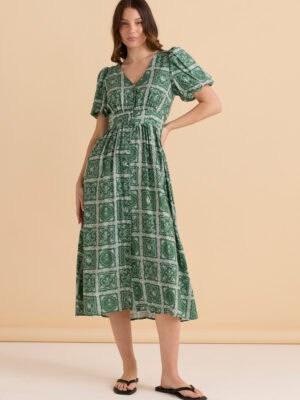 Dahlia Dress - Floral Tile Print