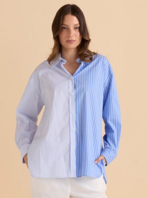 Stevie Shirt - Blue Stripe Contrast