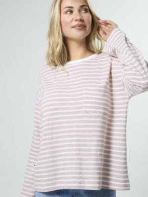 Drop Shoulder Tee - Petal Stripe