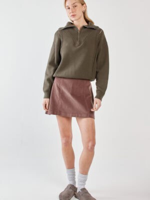 Parco Cord Mini Skirt - Mushroom