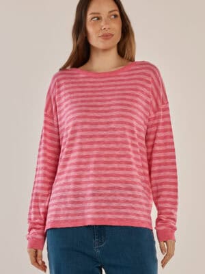 Natasha Knit Top - Blush Stripe
