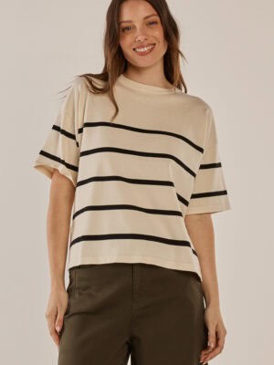 Bailey Boxy Top - Cream/Liquorice Cream