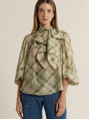 Eve Pussybow Blouse - Moss