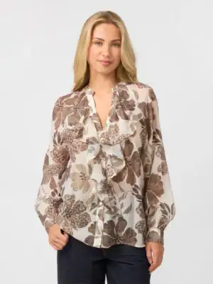 Gina Blouse - Brown Floral