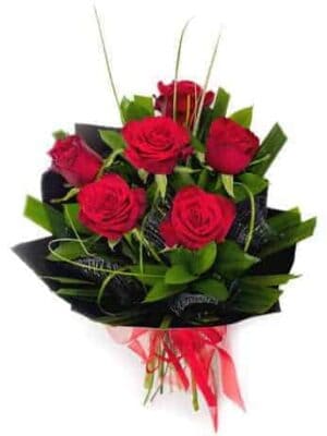Half Dozen Roses Black Wrap