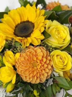 Vintage Flower Box Yellow Bouquet